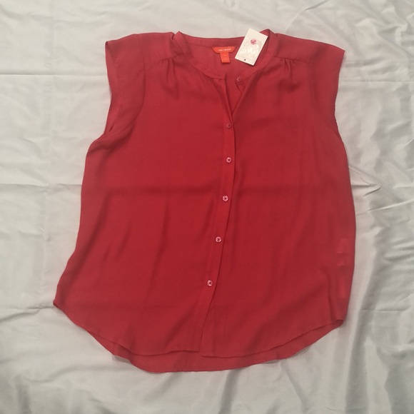 NWT Joe Fresh Cap Sleeve Button front Blouse Size Large—Hot pink - Picture 3 of 9